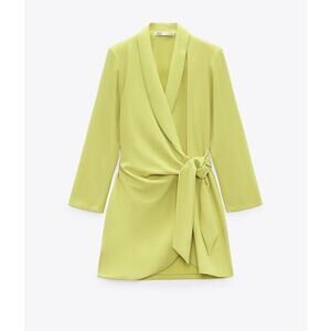 Zara Lime Green Wrap Midi Dress